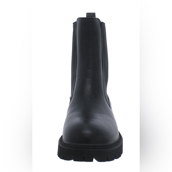 NEW French Connection Black Reye Vegan Leather Lugged Sole Chelsea Boots - Picture 2 of 3